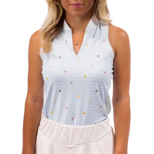 Women's Waggle Golf Floater Sleeveless Polo Small White