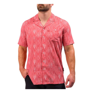 Men's Waggle Golf Downstream Camp Button Up Shirt XLarge Red