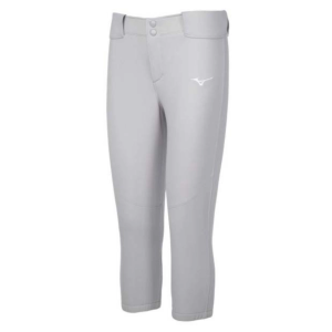 Girls' Mizuno Belted Stretch Softball Pants Youth XLarge Grey