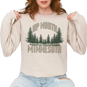 Women's A. Blush Up North Minnesota Crewneck Sweatshirt Large Sand