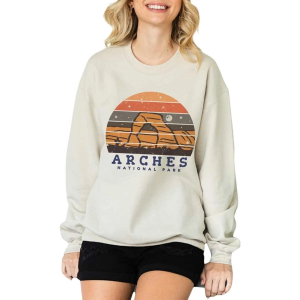 Women's Blume & Co Retro Utah Arches National Park Crewneck Sweatshirt Large Sand
