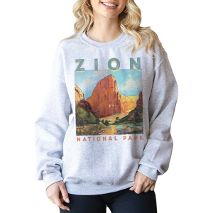 Women's Blume & Co Zion National Park Landscape Crewneck Sweatshirt Medium Ash