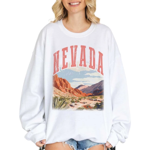 Women's Blume & Co Nevada Landscape Crewneck Sweatshirt Large White