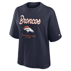 Women's Denver Broncos Nike Essential Boxy T-Shirt XLarge Navy
