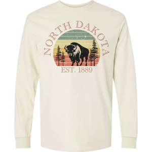 Women's Blume & Co Retro North Dakota Bison Long Sleeve T-Shirt Large Ivory