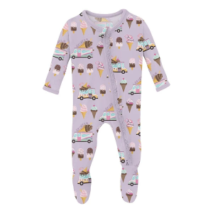 Kickee Pants Muffin Ruffle Footie Pajamas Baby 0/3 mo. Thistle Ice Cream Truck