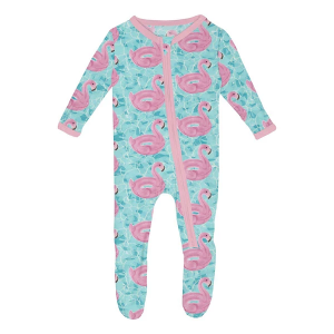 Kickee Pants Zipper Print Footie Pajamas Baby 0/3 mo. Pool Party