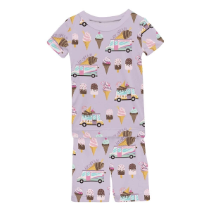 Kids' Kickee Pants Print T-Shirt and Shorts Pajama Set 6 Thistle Ice Cream Truck