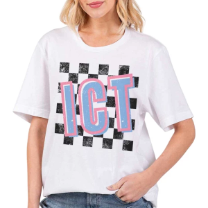 Women's A. Blush Checkered ICT T-Shirt Medium White