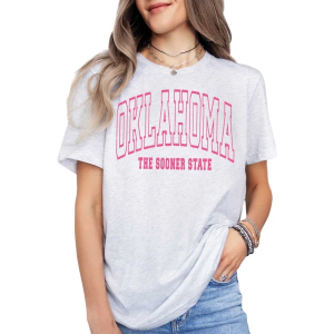 Women's A. Blush Oklahoma The Sooner State T-Shirt Small Ash