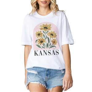 Women's Blume & Co Kansas Sunflower Arch T-Shirt Medium White