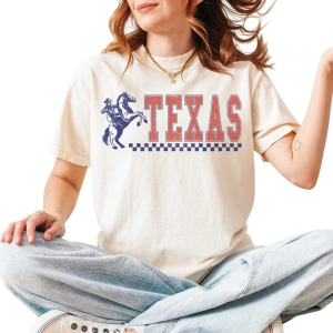 Women's A. Blush Texas Cowboy T-Shirt Large Ivory
