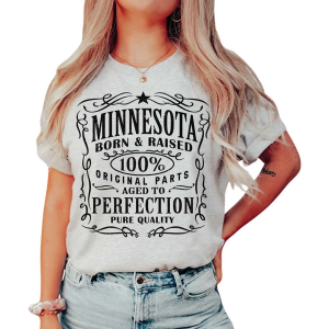Women's A. Blush Minnesota Born & Raised T-Shirt Large Ash
