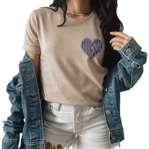 Women's A. Blush Minnesota Heart Pocket T-Shirt Large Tan