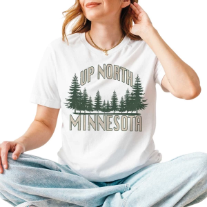Women's A. Blush Up North Minnesota T-Shirt Large White