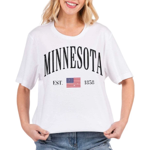Women's Blume & Co Minnesota USA Flag T-Shirt XLarge White