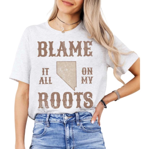 Women's A. Blush Blame It On My Roots Nevada State T-Shirt Large Ash