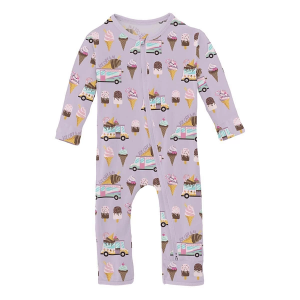 Kickee Pants Coverall 2 Way Zipper Romper Baby 9/12 mo. Thistle Ice Cream Truck