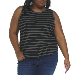 Women's Thread & Supply Euclid Crew Neck Tank Top 1X Black Stripe