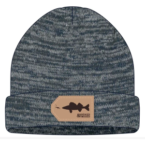 Men's Hooked And Tagged Walleye Beanie One Size Grey Heather White