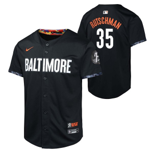 Kids' Baltimore Orioles Adley Rutschman #35 Nike City Connect Jersey Small Black
