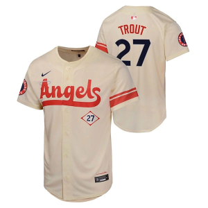 Kids' Los Angeles Angels Mike Trout #27 Nike City Connect Jersey Medium Natural