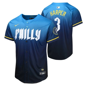 Kids' Philadelphia Phillies Bryce Harper #3 Nike City Connect Jersey Small Blue