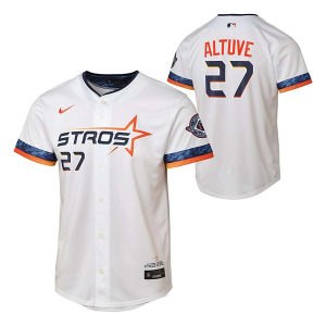 Kids' Houston Astros Jose Altuve #27 Nike 2025 City Connect Jersey Large White