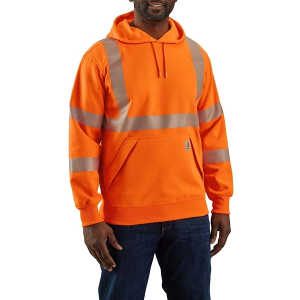 Men's Carhartt High Visibility Rain Defender Loose Fit Midweight Work Hoodie Small Bright Orange