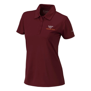 Virginia Tech Hokies Columbia Women's Birdie Alternate Logo Polo Large Deep Maroon