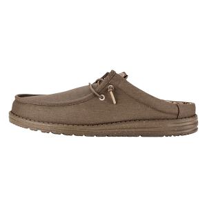 Men's HEYDUDE Wally Slip Stretch Canvas Casual Mules Regular 14 Walnut