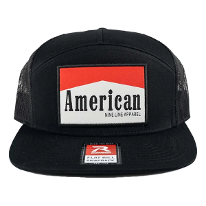 Men's Nine Line American 7-Panel Richardson Trucker Work Snapback Hat One Size Black