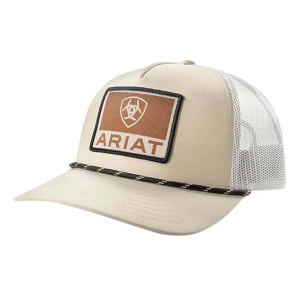 Men's Ariat Embroidered Square Patch Work Snapback Hat One Size Brown