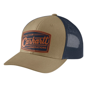 Carhartt Canvas Mesh-Back Built Patch Work Snapback Hat One Size Dark Khaki