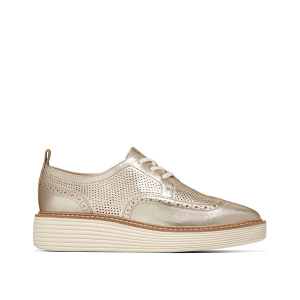 Women's Cole Haan OriginalGrand Platform Wingtip Dress Shoes Regular 10 Gold Talca/Ivory