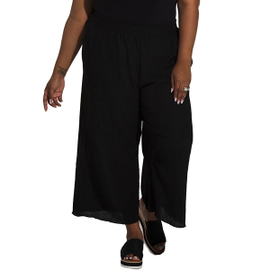 Women's Tribal Flowy Wide Leg Crop Pants 1X Black