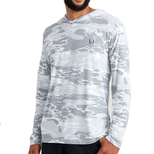 Men's Huk Leeward KC Printed Long Sleeve T-Shirt 2XLarge Harbor Mist