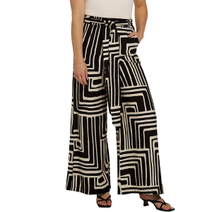 Women's DRESS FORUM Geometric Pants Large Black Cream