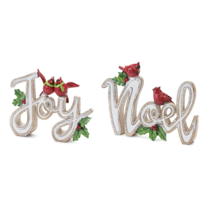 Melrose International Resin Joy and Noel w/Cardinal (Set of 2)