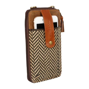 Vaan & Co Prism Herringbone Cellphone Crossbody Black