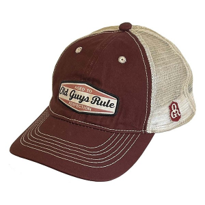 Men's Old Guys Rule Aged To Perfection Trucker Adjustable Hat One Size Wine/ Ivory