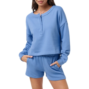 Women's TravisMathew Octavia Long Sleeve Henley Small Granada Blue