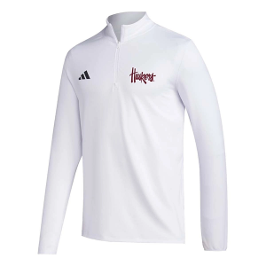 Nebraska Cornhuskers adidas Golf Script 1/4 Zip XLarge White