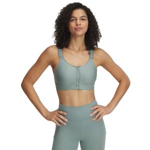 Women's Under Armour Infinity 2.0 High Zip Sports Bra Small D/DD Silica Green