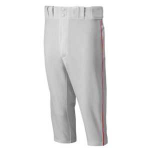 Men's Mizuno Premier Short Piped Baseball Pants XLarge Grey/Red Regular
