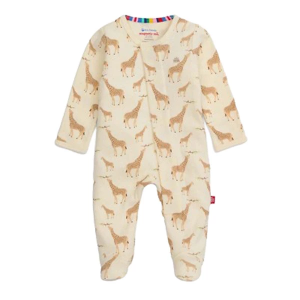 Magnetic Me Jolie Giraffe Organic Cotton Magnetic Footie Pajamas Baby 6/9 mo. Cream