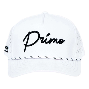 Men's Primo Men's Golf Apparel Cursive Golf Snapback Hat M/L White/Black