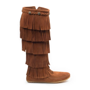 Women's Minnetonka 5 Layer Fringe Western Boots 11 Brown