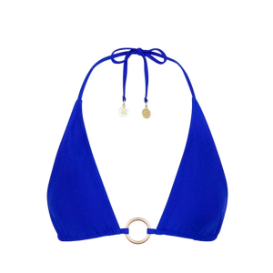 Women's Kulani Kinis Ring Halter Swim Bikini Top Medium Blue Lagoon