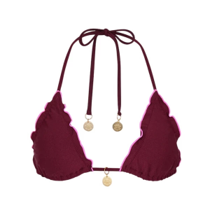 Women's Kulani Kinis Lettuce Edge Bralette Swim Bikini Top Small Sangria